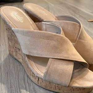 Nude Suede Wedges
